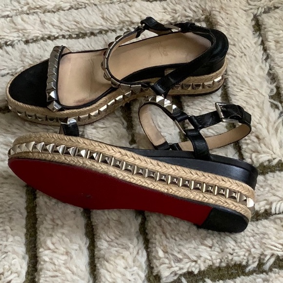 Christian Louboutin Black Espadrilles with Studded Detailing - Picture 2 of 4